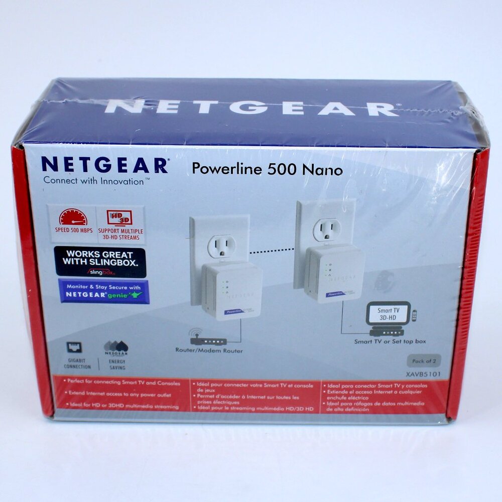Netgear Powerline 500 Mbps 1-Port Fast Ethernet Network Adapter Pack of 2